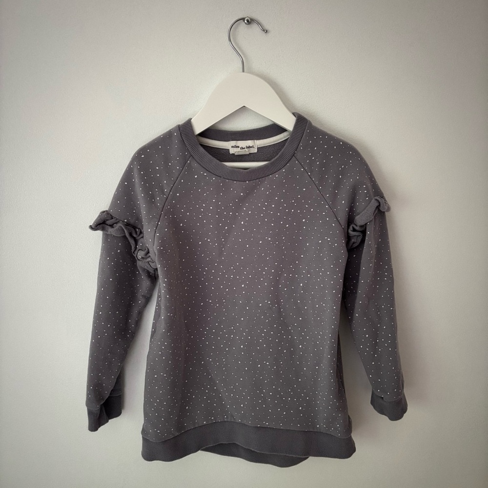 Miles The Label Gray Polka Dot Ruffle Sweatshirt size 5